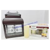 Metal Hanging Candle Lantern & 3 Battery Operated