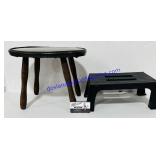 2 Small Step Stools 1 Plastic 1 Wood