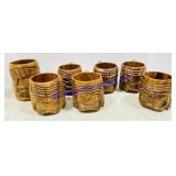 7 Wooden Hand Carved Tiki Mugs