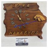 Wooden Iowa Hawkeyes Clock