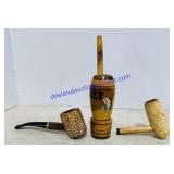 Corn Cob Pipes And Painted Wood Pipe