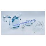 4 Clear Crystal Glass Paperweights