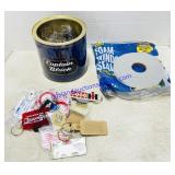 Lot of Advertising Key Chains and Foam Window
