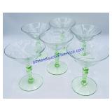 6 Green Glass Cocktail Glasses