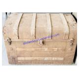Antique Metal Banded Wooden Chest 34x20x24"