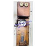 Antique Wall Hand-Cranked Telephone 33 x 10"