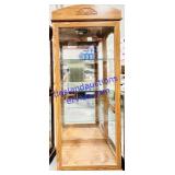 Oak 3 Glass Shelf Lighted Curio Cabinet 75x13x29"
