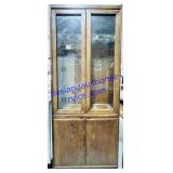 Oak Display/Storage Glass Shelf Cabinet 79x16x32"