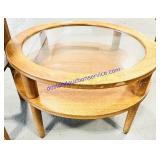 Brass Foot Wooden Glass Top Coffee Table 26x26x16"