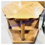 Brass Handle Oak End Table 25x25x20"