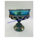 Vintage Indiana Glass Blue Carnival King