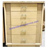 Light Fluted Wooden Chest w/ 4 Drawers (34x18x44")