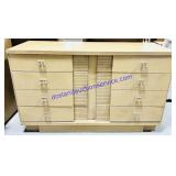 Light Fluted Wooden 6 Drawer Dresser (52x18x32",