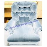 Blue Upholstery Padded Swiveling Rocker