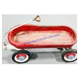 Antique Red Metal Rolling Wagon (36x16x14")