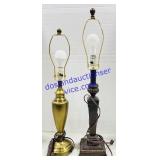 (2) Brass and Cast Metal Electric Lamps (no