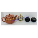 Tea Pot & Small Lidded Dishes