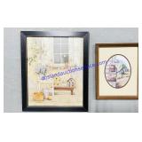 2) Framed Hanging Art Prints (22 x 18.5" & 15 x