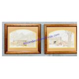 (2) Framed Hanging Barn Scene Prints (12 x 13.5")