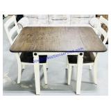 White Painted Folding Leaf Table w/ 2 Chairs