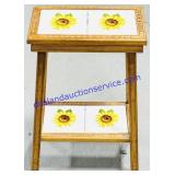 Sunflower Ceramic Tile Wooden Plant Stand