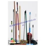 Lot of Brooms, Mops, Dusters, Etc