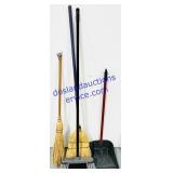 2 Straw Brooms, Broom, & Dustpan