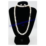 Genuine Pearl? Necklace, Bracelet, & Earrings Set