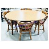 Wooden Dining Table w/ 4 Padded Chairs (42x30x82"