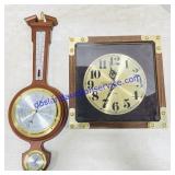 Wooden Olympia Banjo Barometer & Quartz Clock