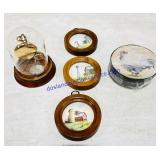 Crown Pocket Watch w/Wooden Stand, Coasters and
