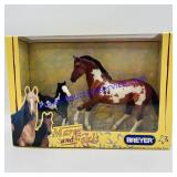 Breyer Pinto Mare and Foal-Blood Bay Overo &
