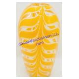 Orange & White Hand Blown Art Glass Vase