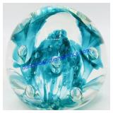 Monte Dunlavy Bubble Art Glass Paperweight