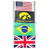 4 Large U.S, Hawkeye, Brazil, & U.K Flags