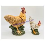 (2) Blue Sky Ceramic Chicken Figurines