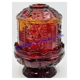 Indiana Glass Stars & Bars Ruby Red Fairy Lamp