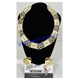 Panther Metal Necklace & Earrings Set