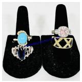 4 Jeweled Mixed Metal Rings (Sizes 6 & 9)