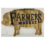 Wooden Farmers Market Pig Sign