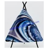 Purple Swirl Triangular Art Glass Plate
