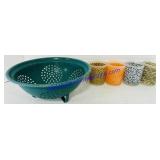 Colander & 4 Animal Print Glasses