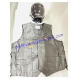 Harley Davidson Leather Vest (size 54) & Helmet