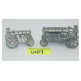 Pair of Cast Aluminum Small Tractors