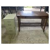 Office Wooden Desk With Small Filing Cabinet