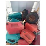 Fuel cans and wheels lot 296