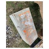 Wood toolbox with painters supplies, tag 405