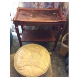 Ottoman And Side Table Scratched And Stained