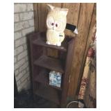 Ceramic Owl Bank, Wood Siding Shelf 14x8x32