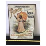 Topsy Tobacco, Wellman & Dwire Co. Tin Sign 12x16